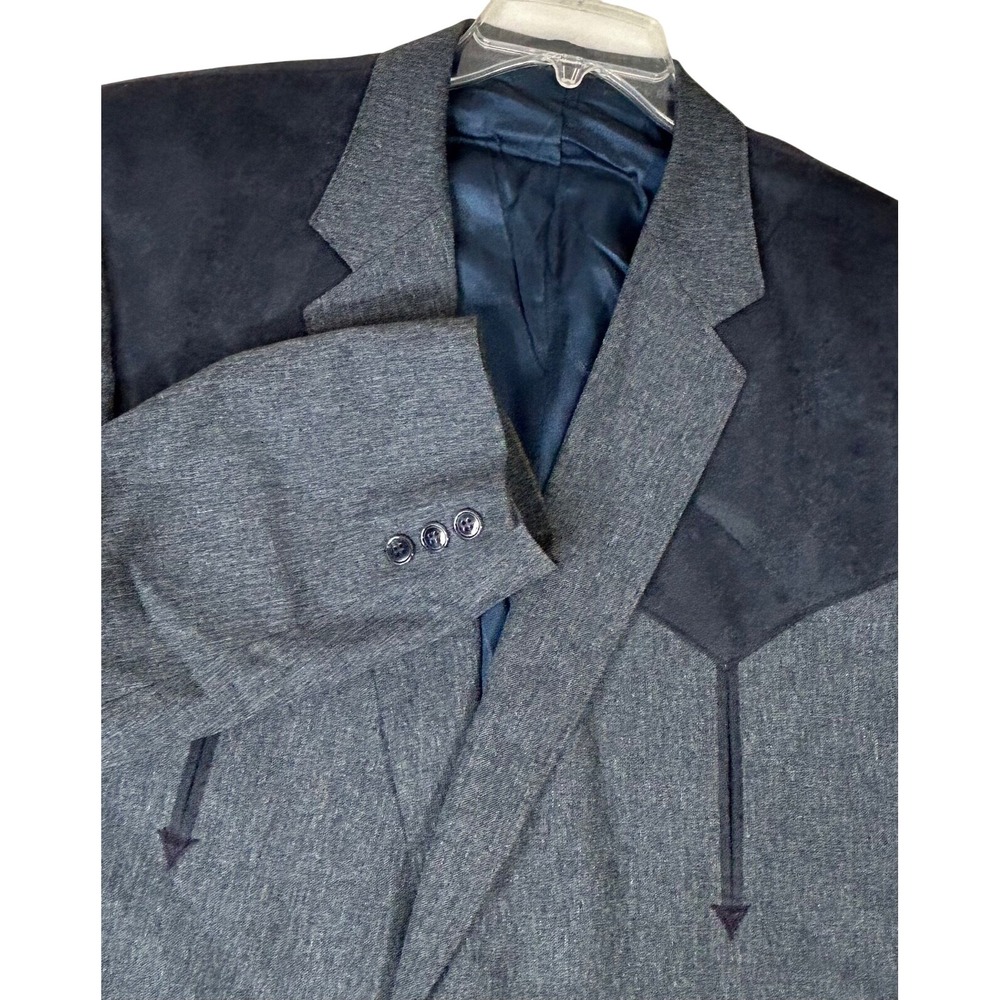 Circle S Dallas Texas Western Yoke Sports Coat Boise Blazer Blue 48R Rockabilly